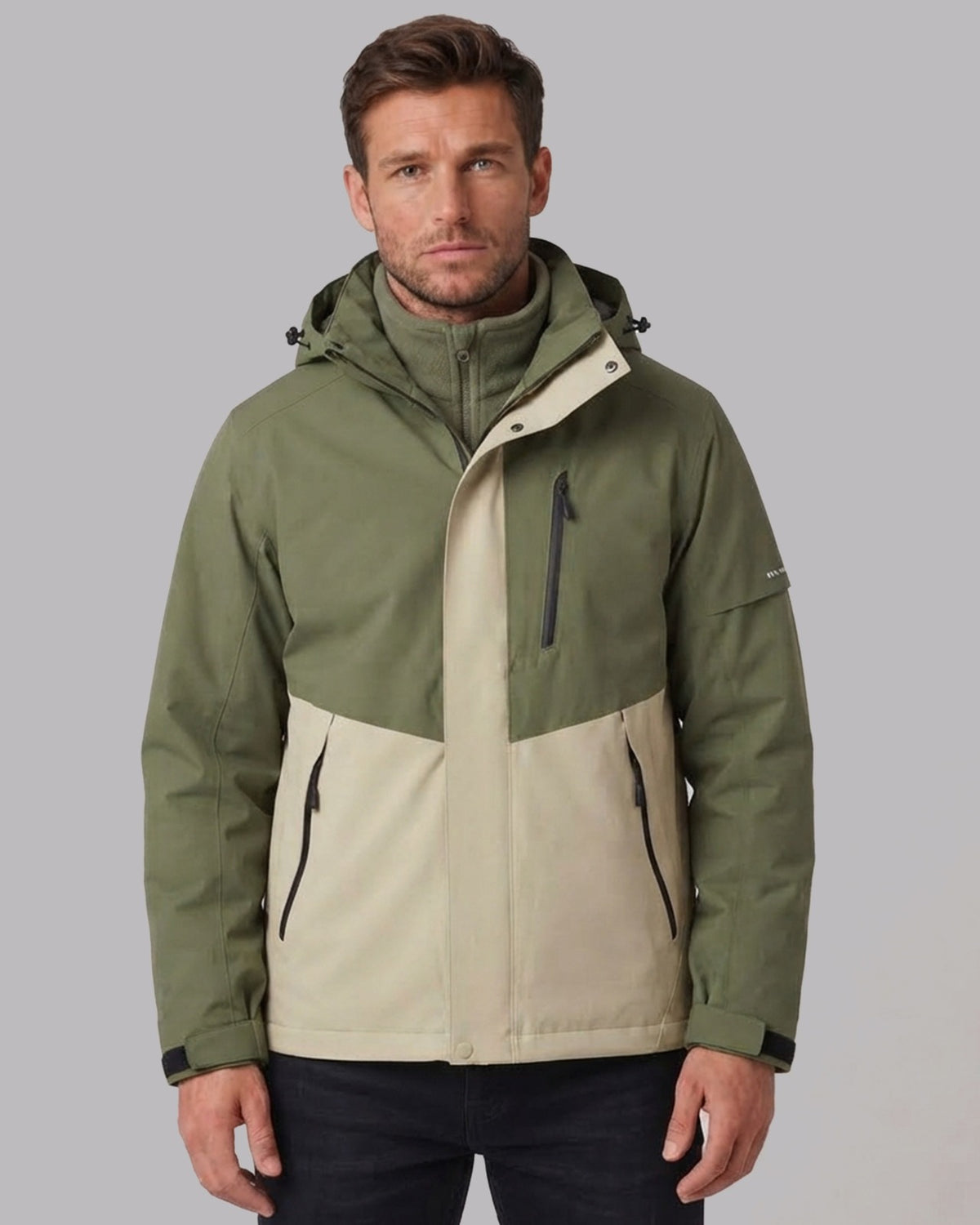 Men's Waterproof Fleece-Lined Winter Jacket with Hood
