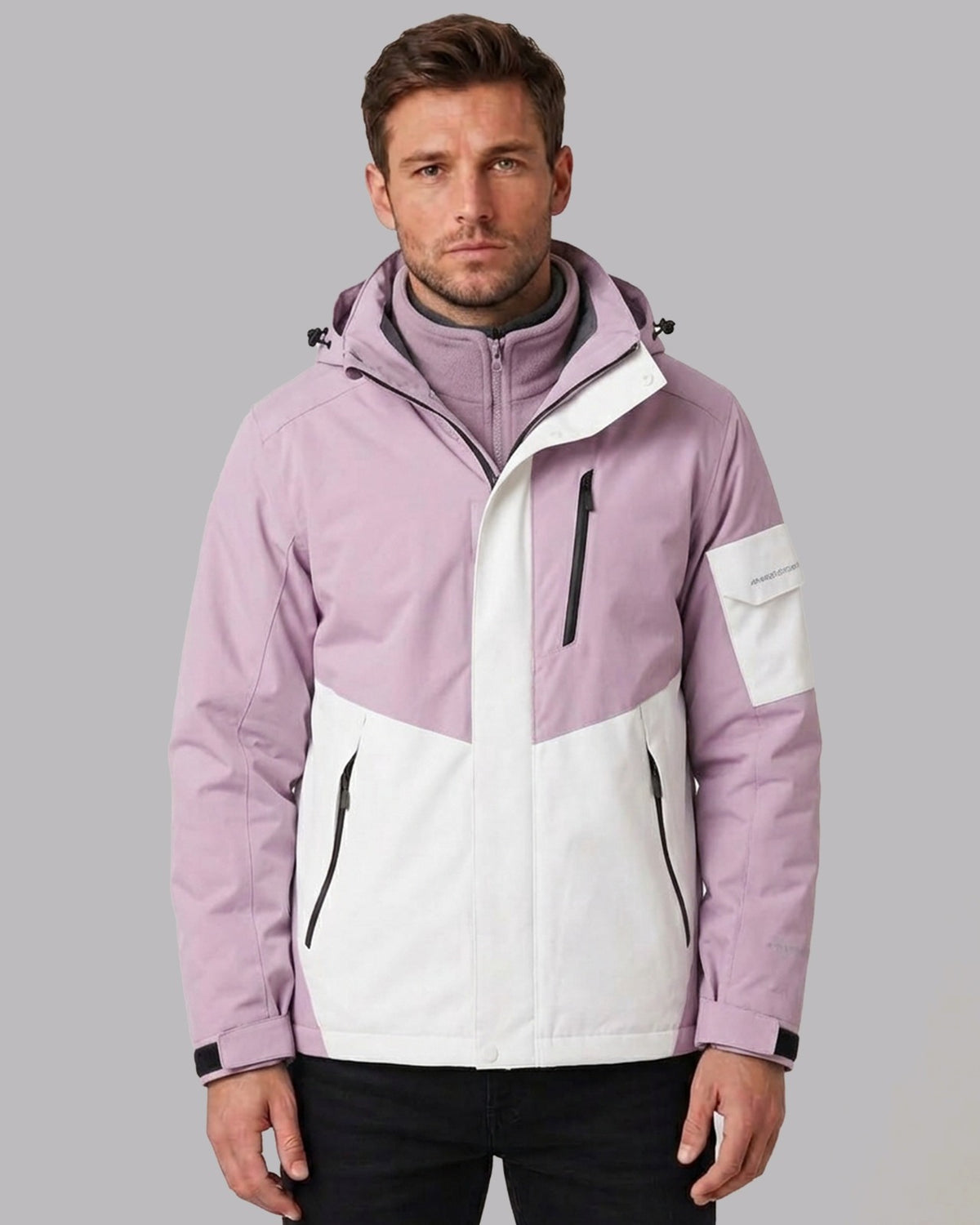 Men's Waterproof Fleece-Lined Winter Jacket with Hood