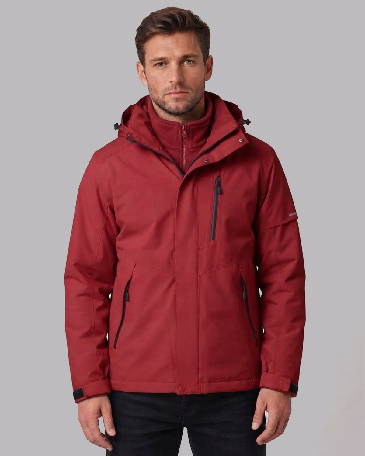 Men's Waterproof Fleece-Lined Winter Jacket with Hood