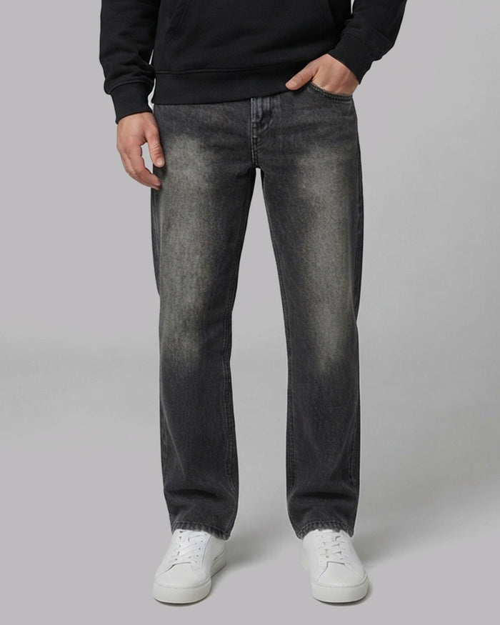 Men's Vintage Washed Straight Leg Denim Jeans