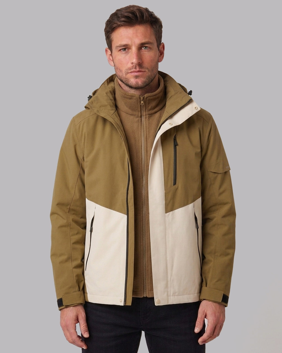 Men's Waterproof Fleece-Lined Winter Jacket with Hood