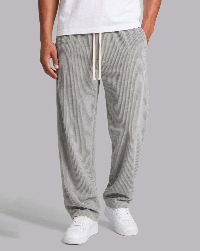 Men's Corduroy Trousers with Relaxed Fit and Drawstring Waist