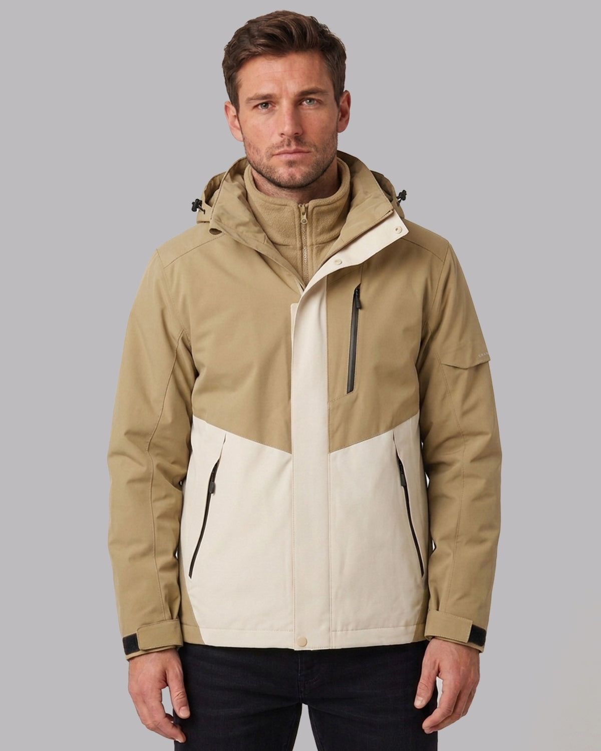 Men's Waterproof Fleece-Lined Winter Jacket with Hood
