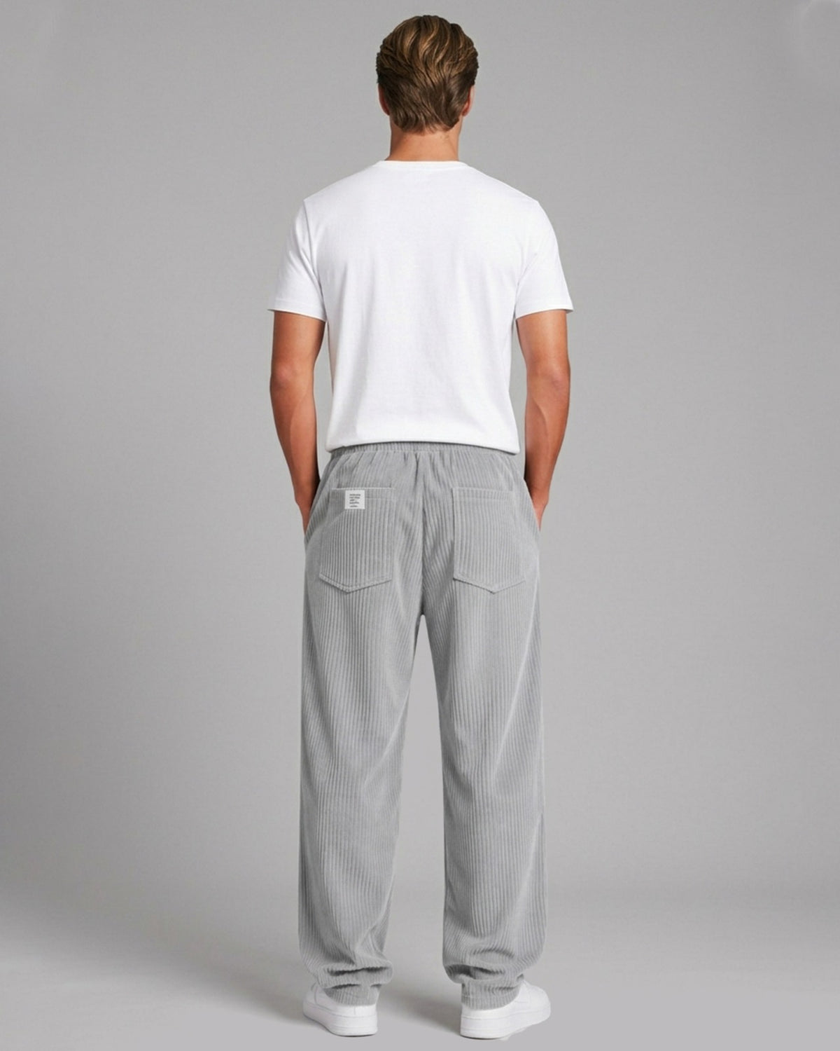Men's Corduroy Trousers with Relaxed Fit and Drawstring Waist