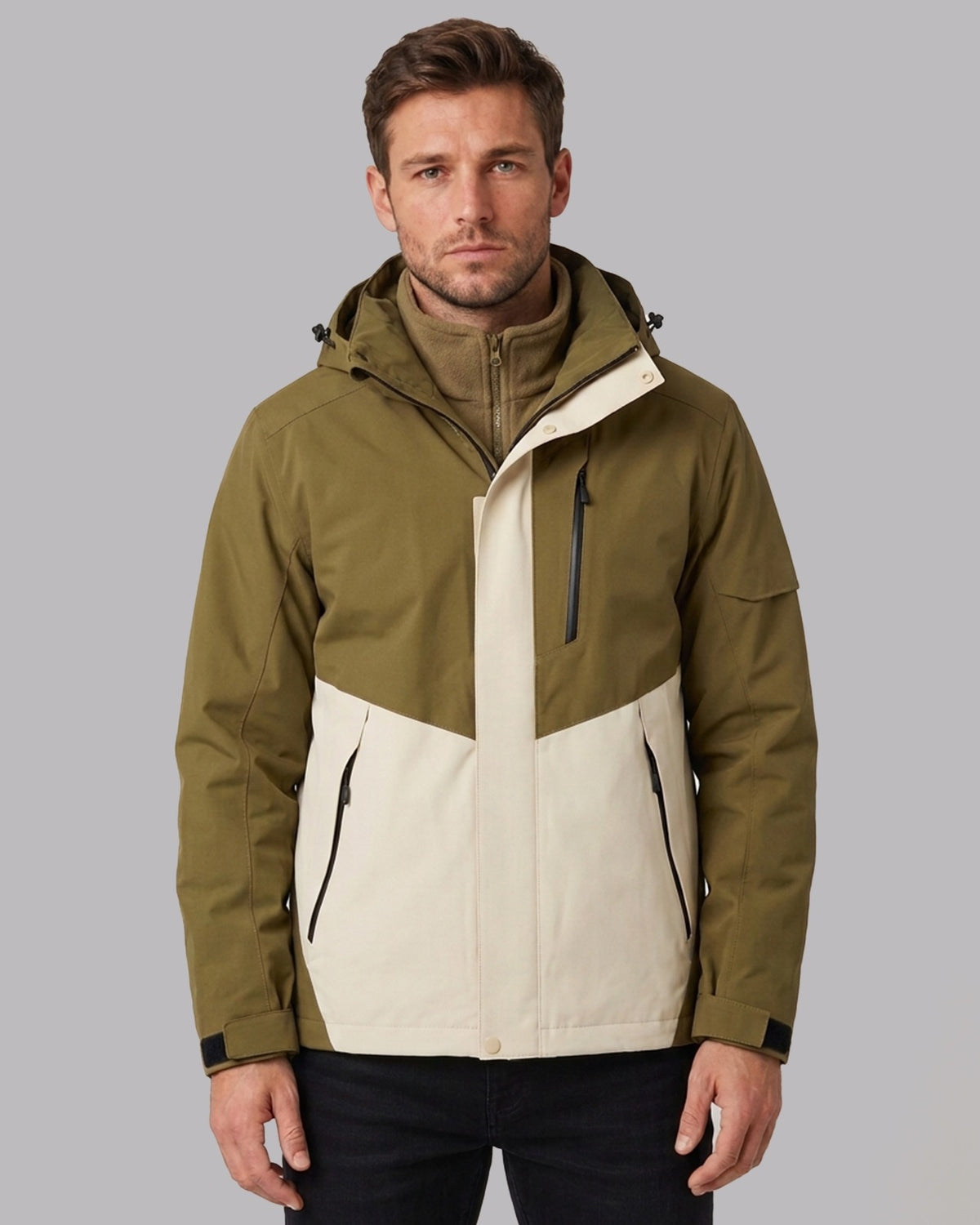 Men's Waterproof Fleece-Lined Winter Jacket with Hood