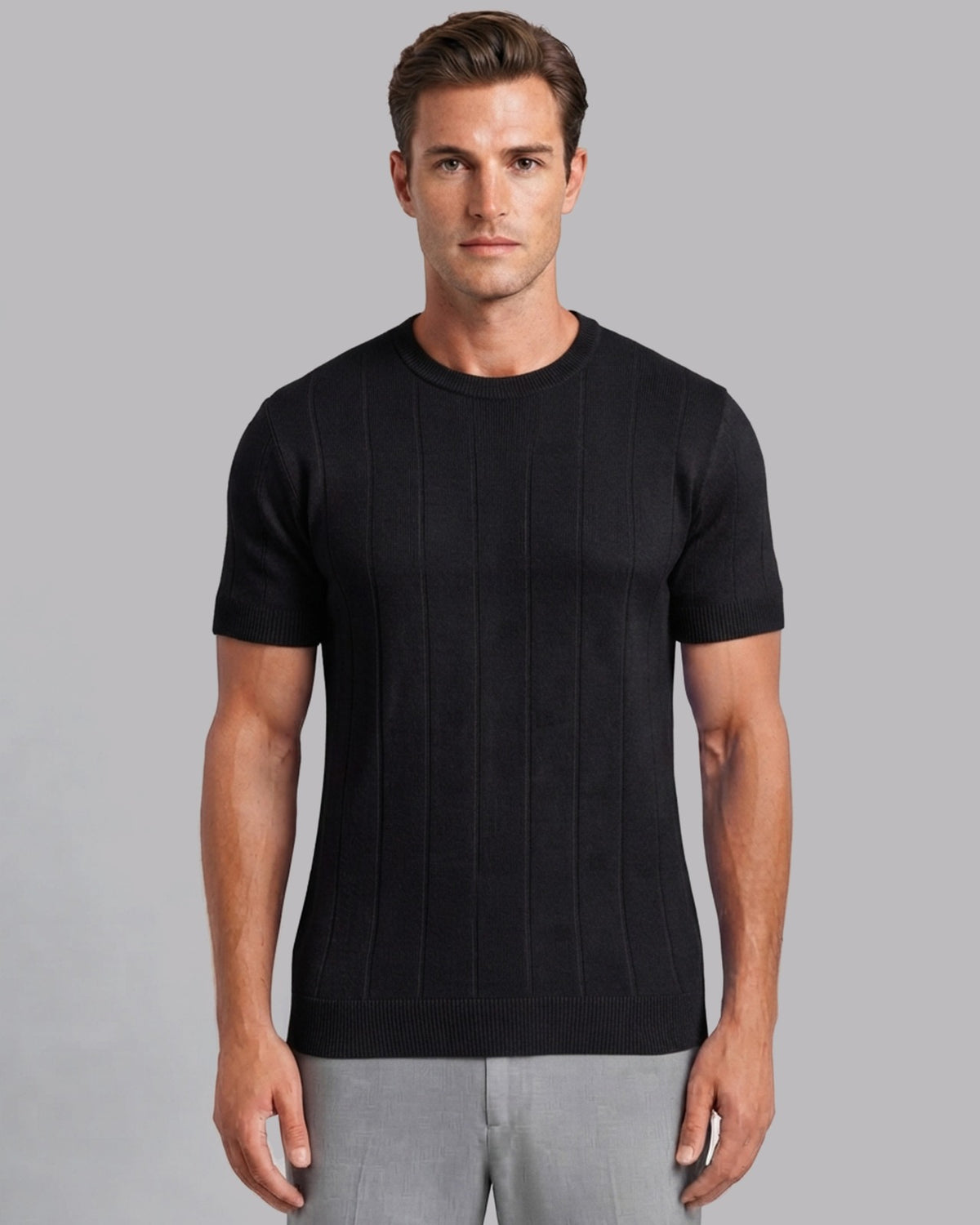Men's Lightweight Knitted T-Shirt with Short Sleeves