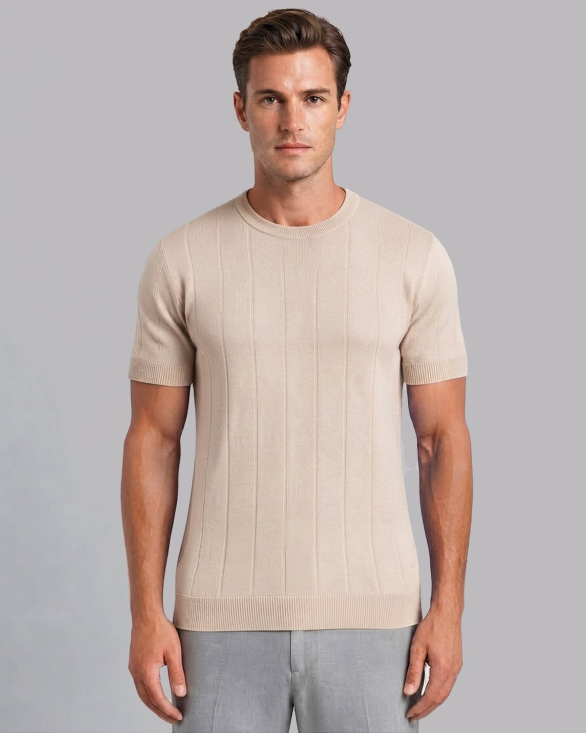 Men's Lightweight Knitted T-Shirt with Short Sleeves