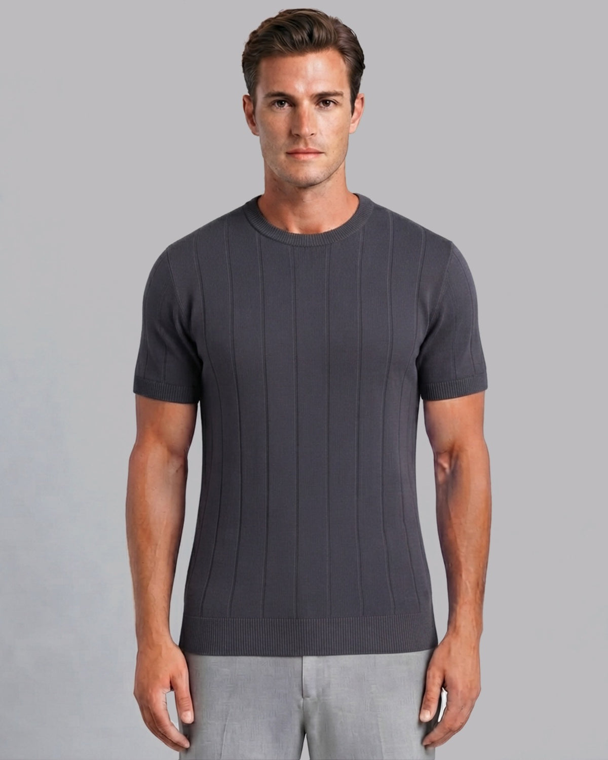 Men's Lightweight Knitted T-Shirt with Short Sleeves