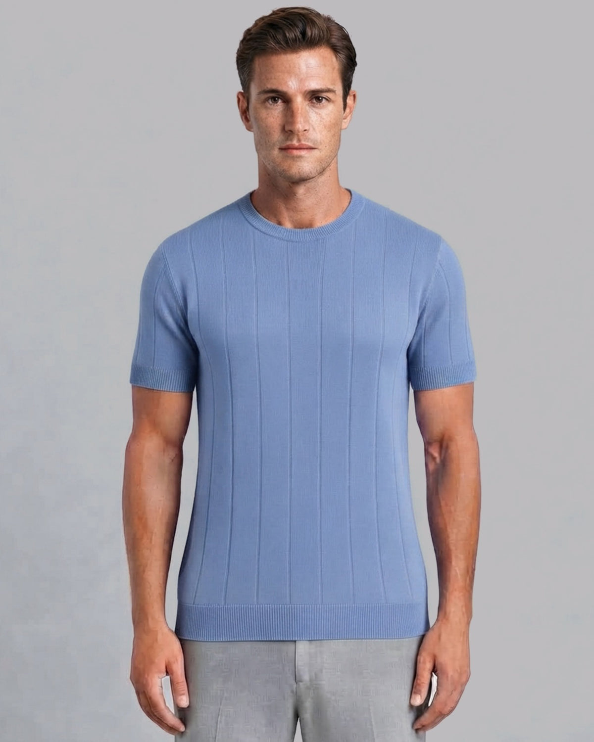 Men's Lightweight Knitted T-Shirt with Short Sleeves