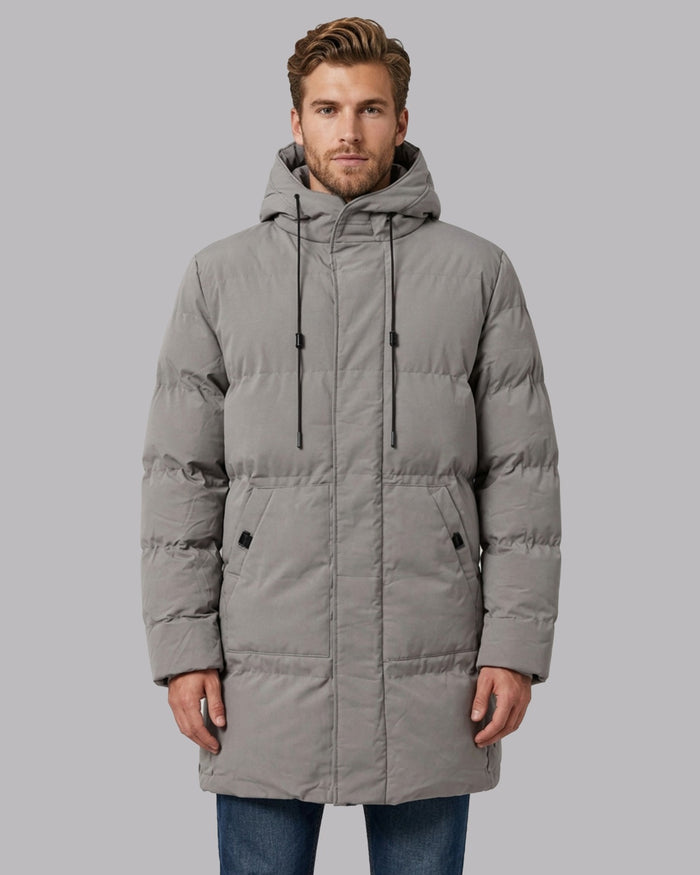 Men's Longline Parka Winter Jacket with Adjustable Hood