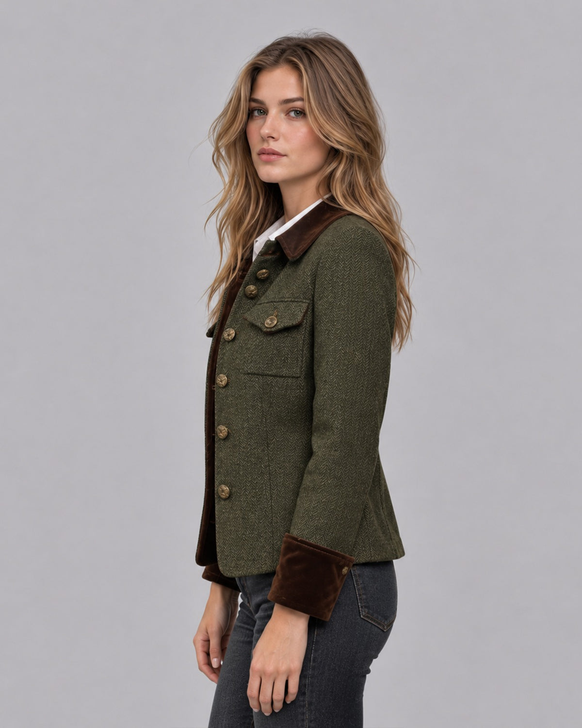 Women's Herringbone Tweed Quilted Jacket