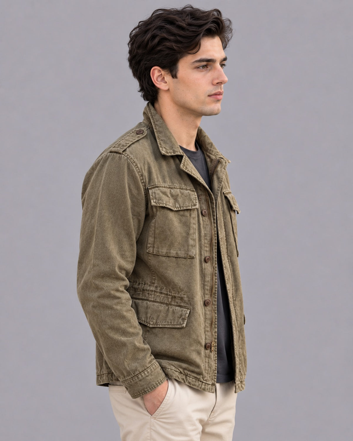 Men's Cotton Utility Field Jacket | Multi-Pocket with Outdoor Layer