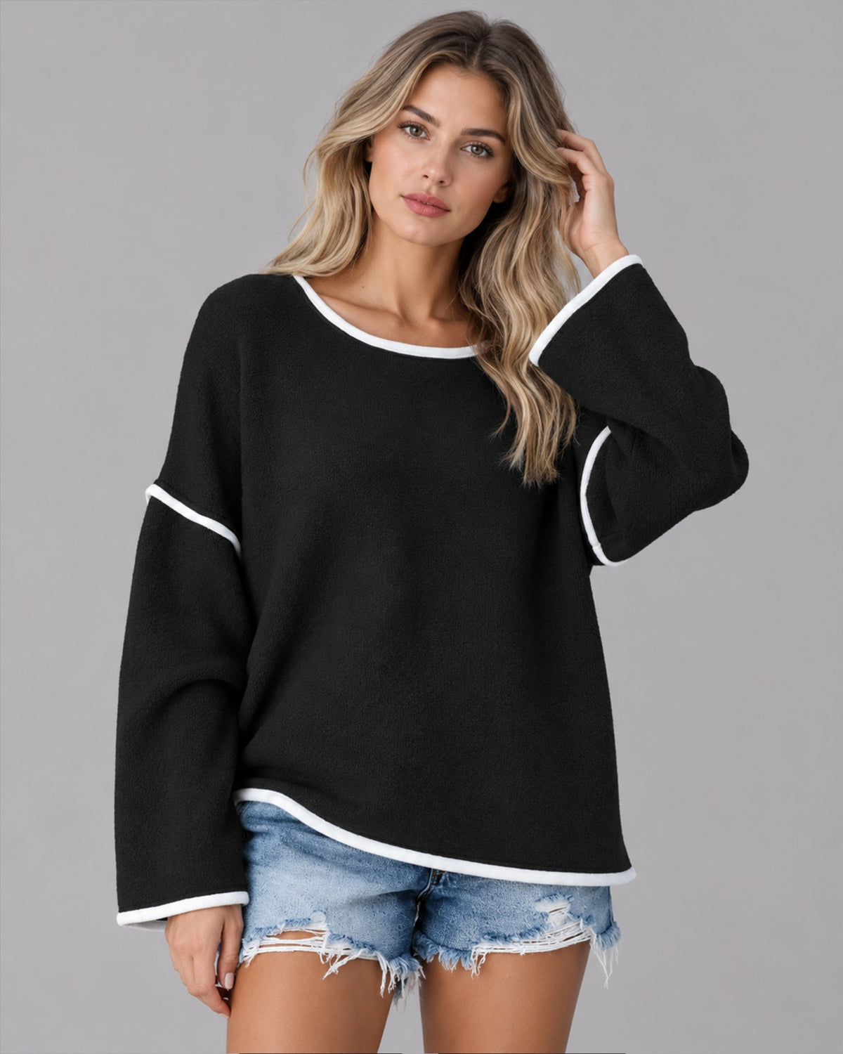 Women's Knit Oversized Sweater | Long Sleeve Jumper with Loose Fit