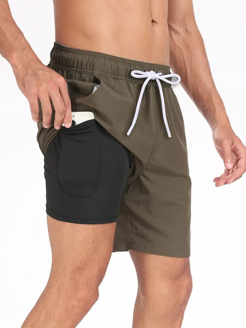 Men's 2-in-1 Swim Shorts with Compression Liner