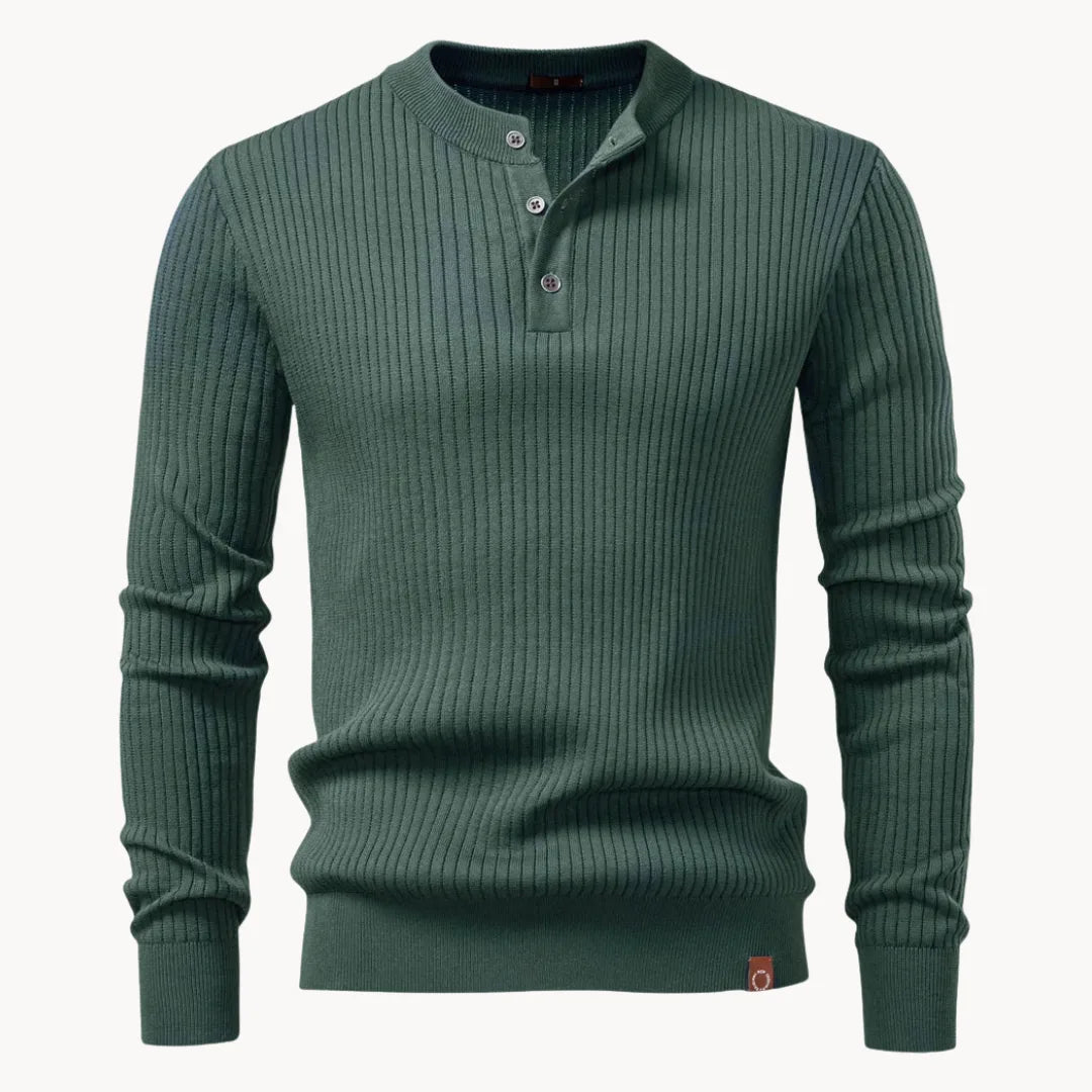 Men's Button Detail Crew Neck Sweater
