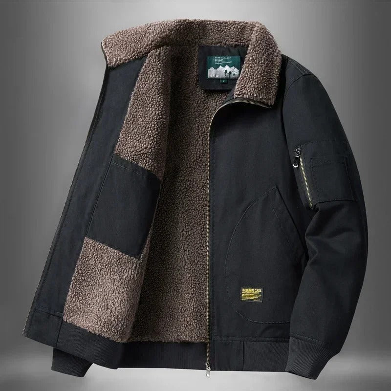 Sherpa-Lined Aviator Jacket.