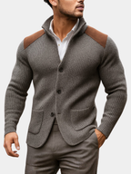 Men's Rib-Knit Blazer with Contrast Patches