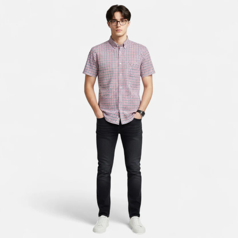 Men's Oxford Cotton Short-Sleeve Summer Shirt