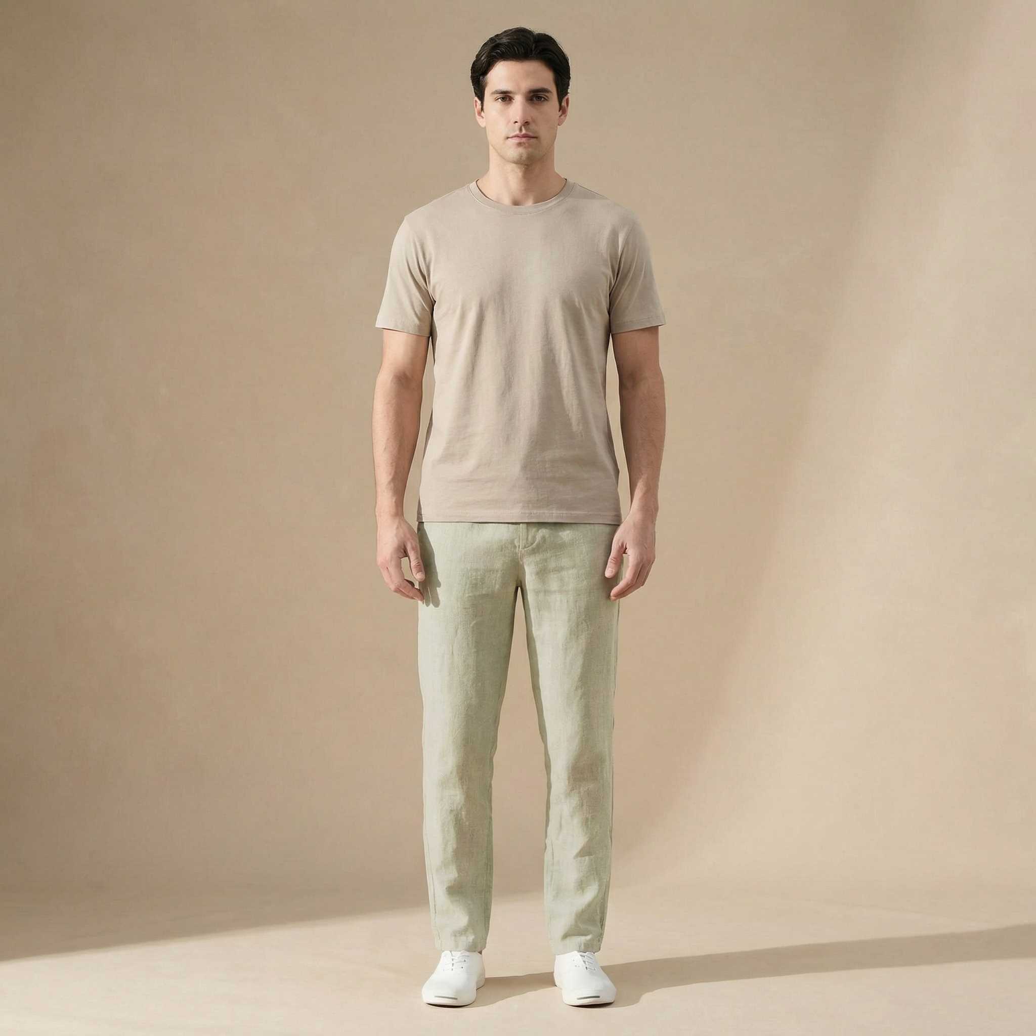 Men's Linen Trousers with Elastic Waist