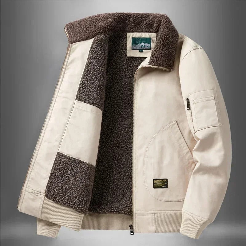 Sherpa-Lined Aviator Jacket.