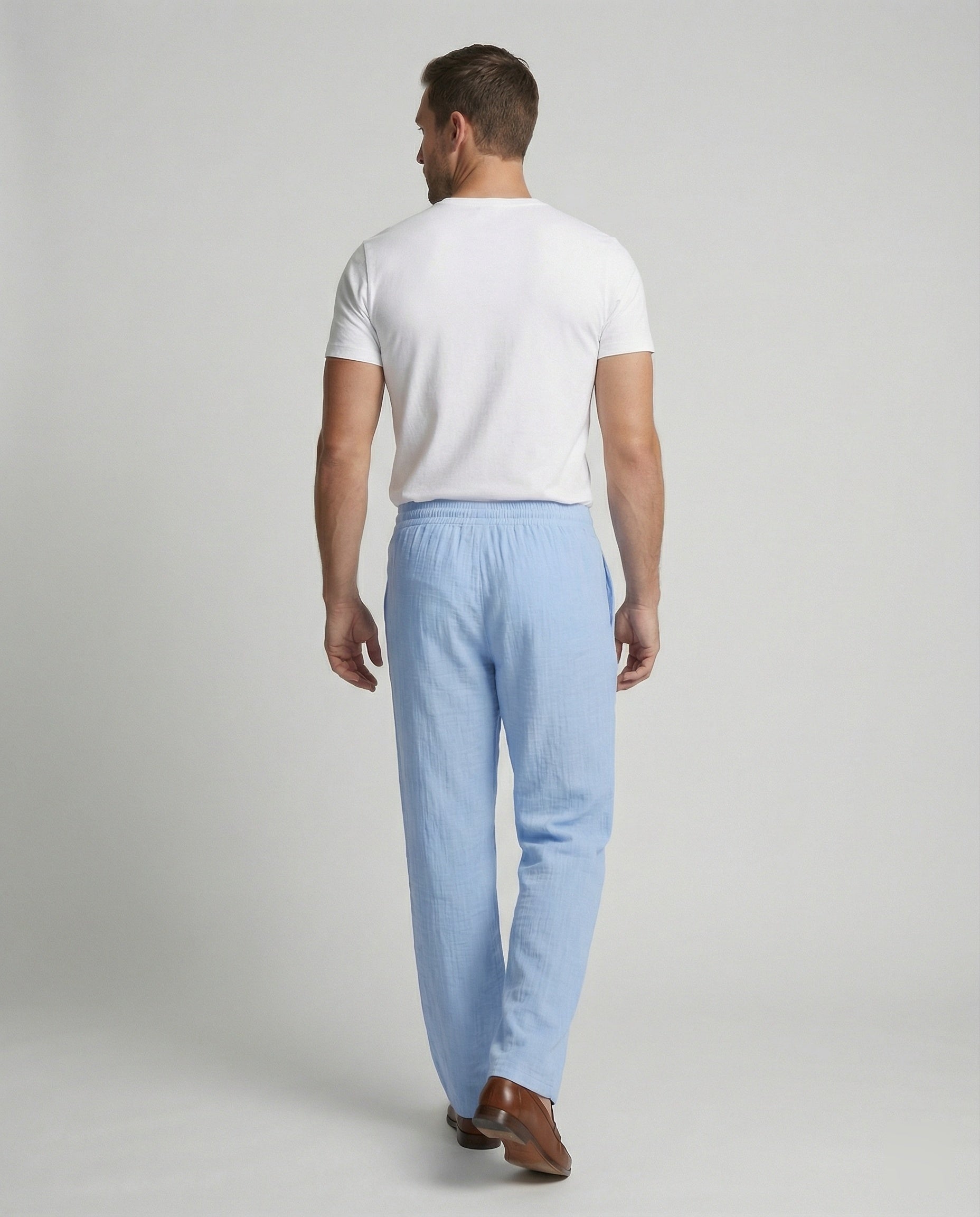 Men's Relaxed Fit Straight Leg Drawstring Trousers