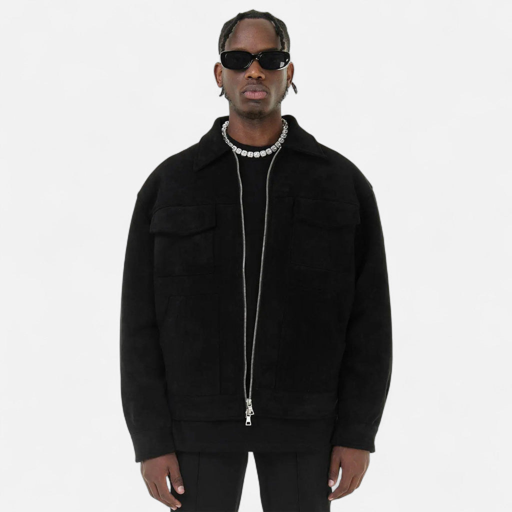Men's Suede Jacket with Relaxed Fit