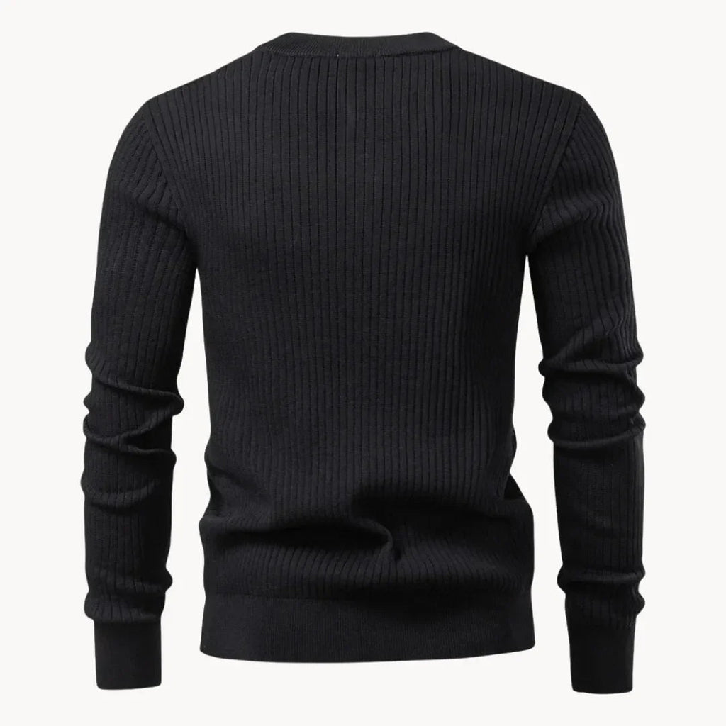 Men's Button Detail Crew Neck Sweater