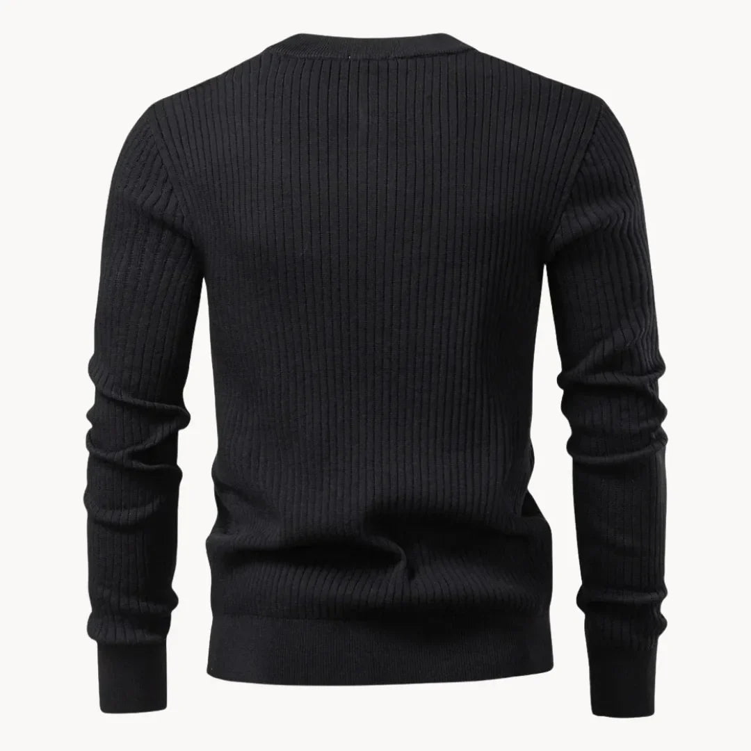 Men's Button Detail Crew Neck Sweater