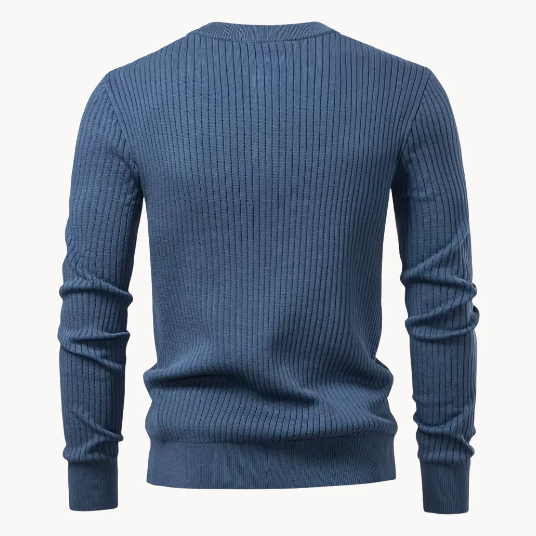 Men's Button Detail Crew Neck Sweater