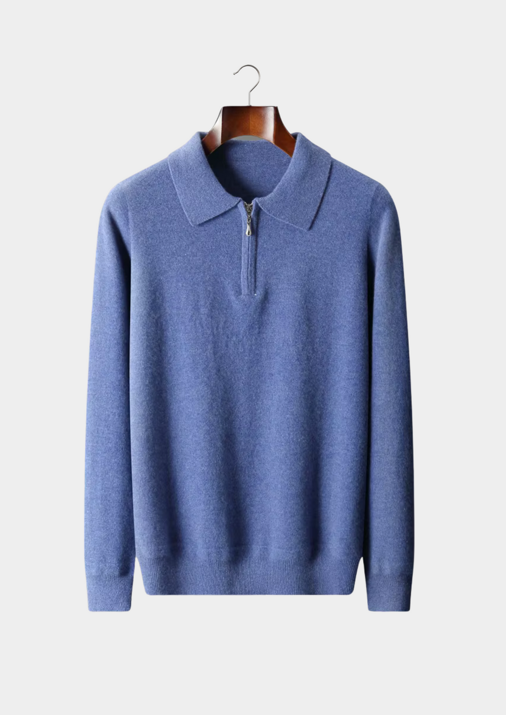 Fine Knit Wool Half Zip Polo