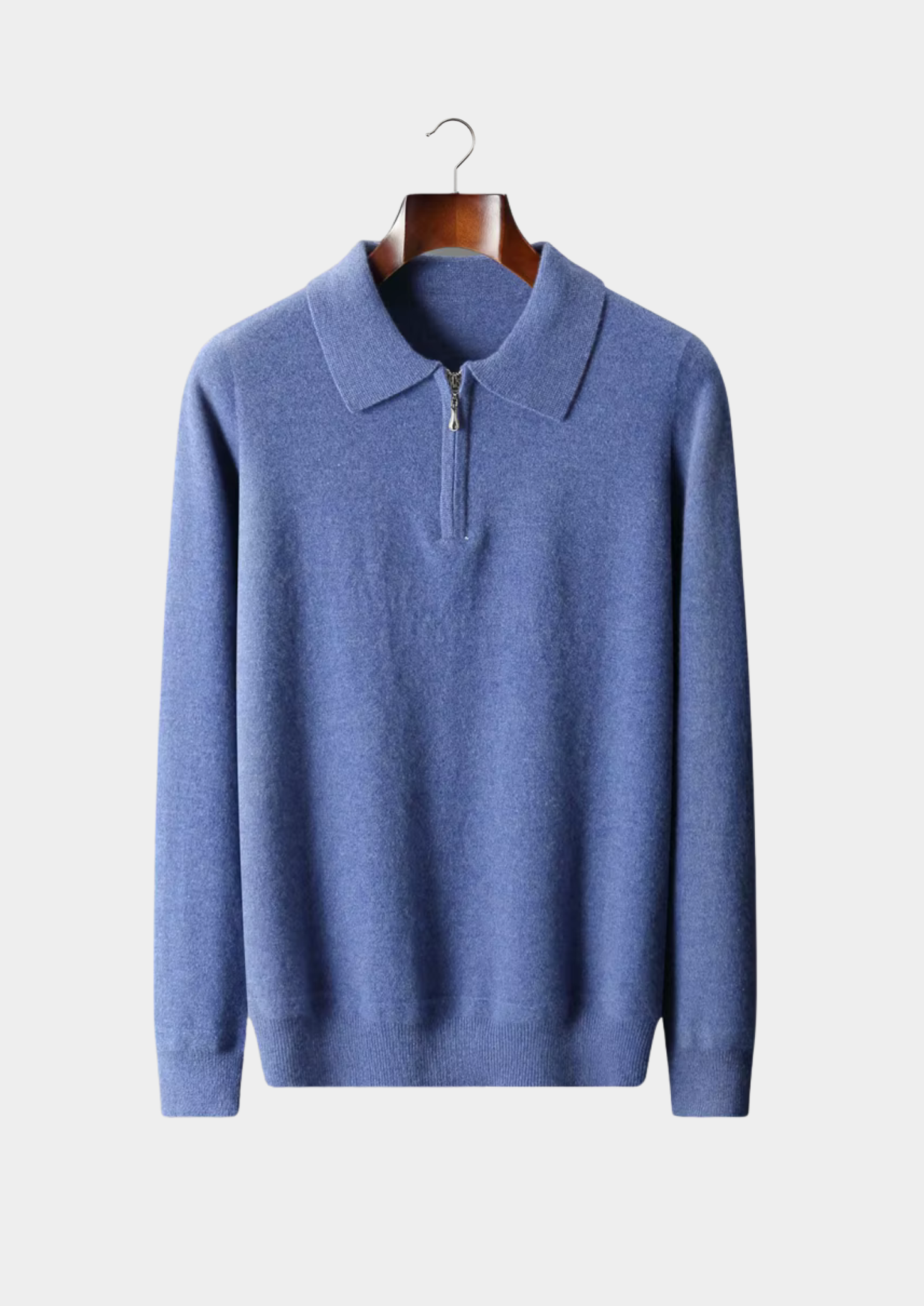 Fine Knit Wool Half Zip Polo