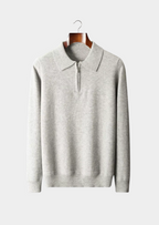Fine Knit Wool Half Zip Polo