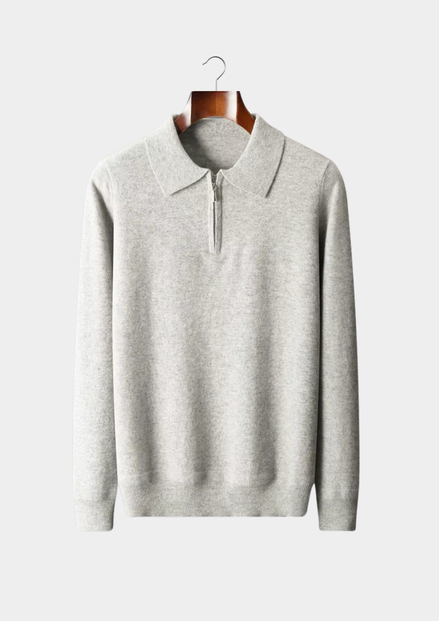 Fine Knit Wool Half Zip Polo