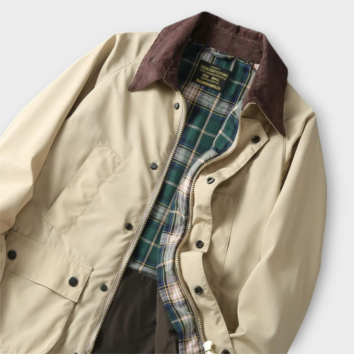 Men's Utility Jacket with Plaid Lining