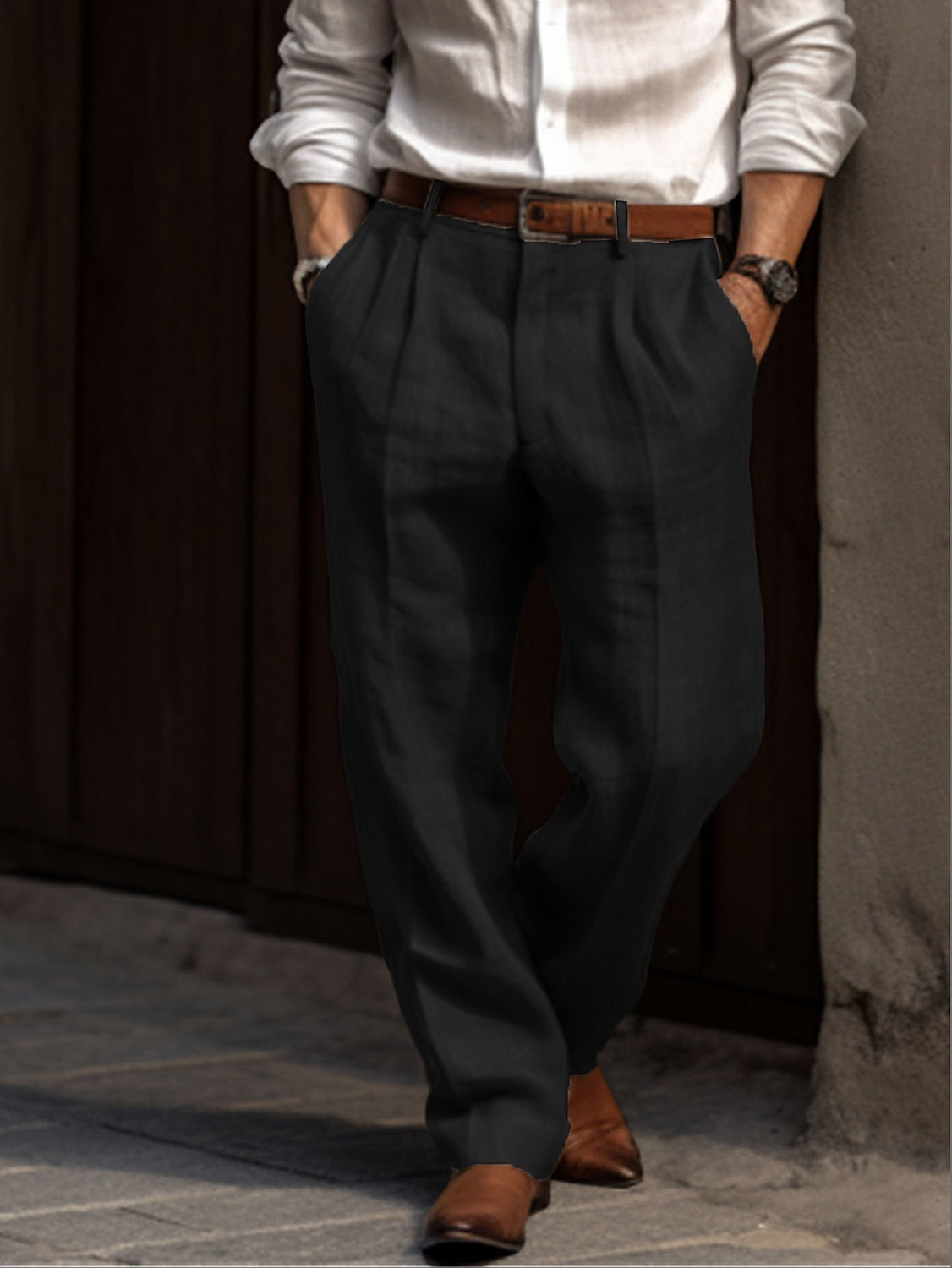 Linen Blend Relaxed Fit Trousers