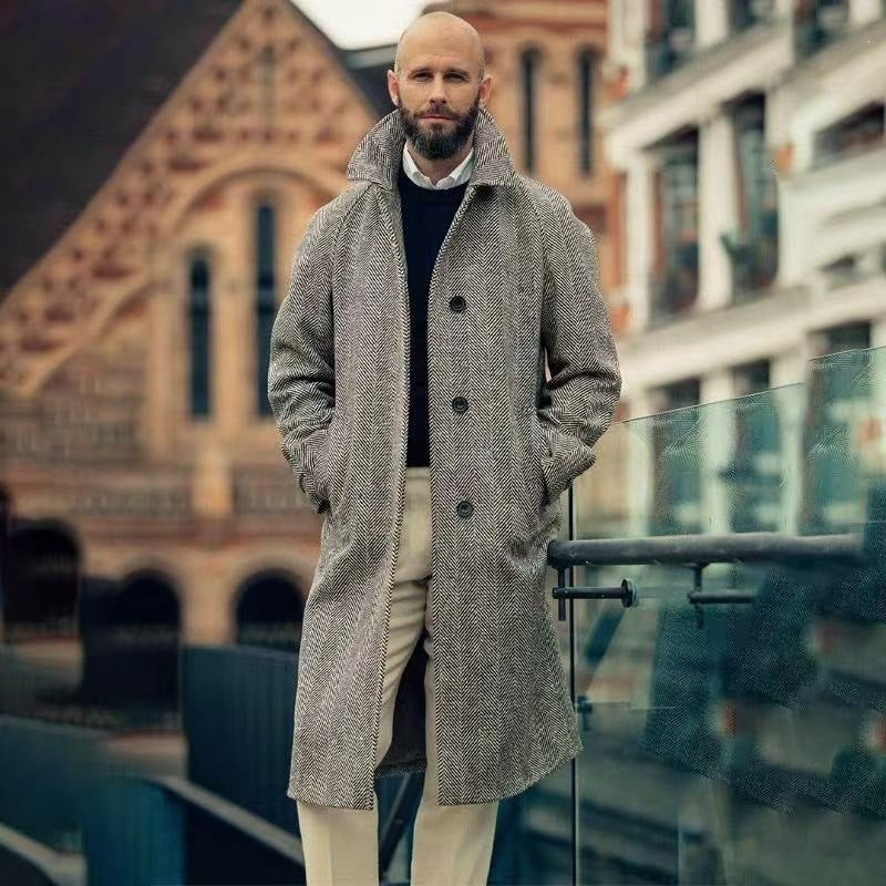 Men's Loose-Fit Wool Blend Coat