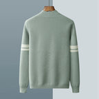 Merino Stripe-Sleeve Button Cardigan