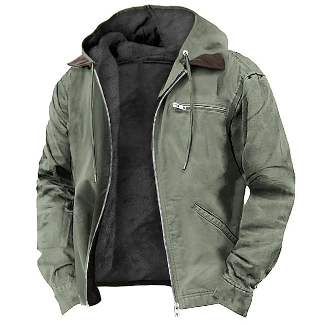 Men Quilted Parka Coat with Hood