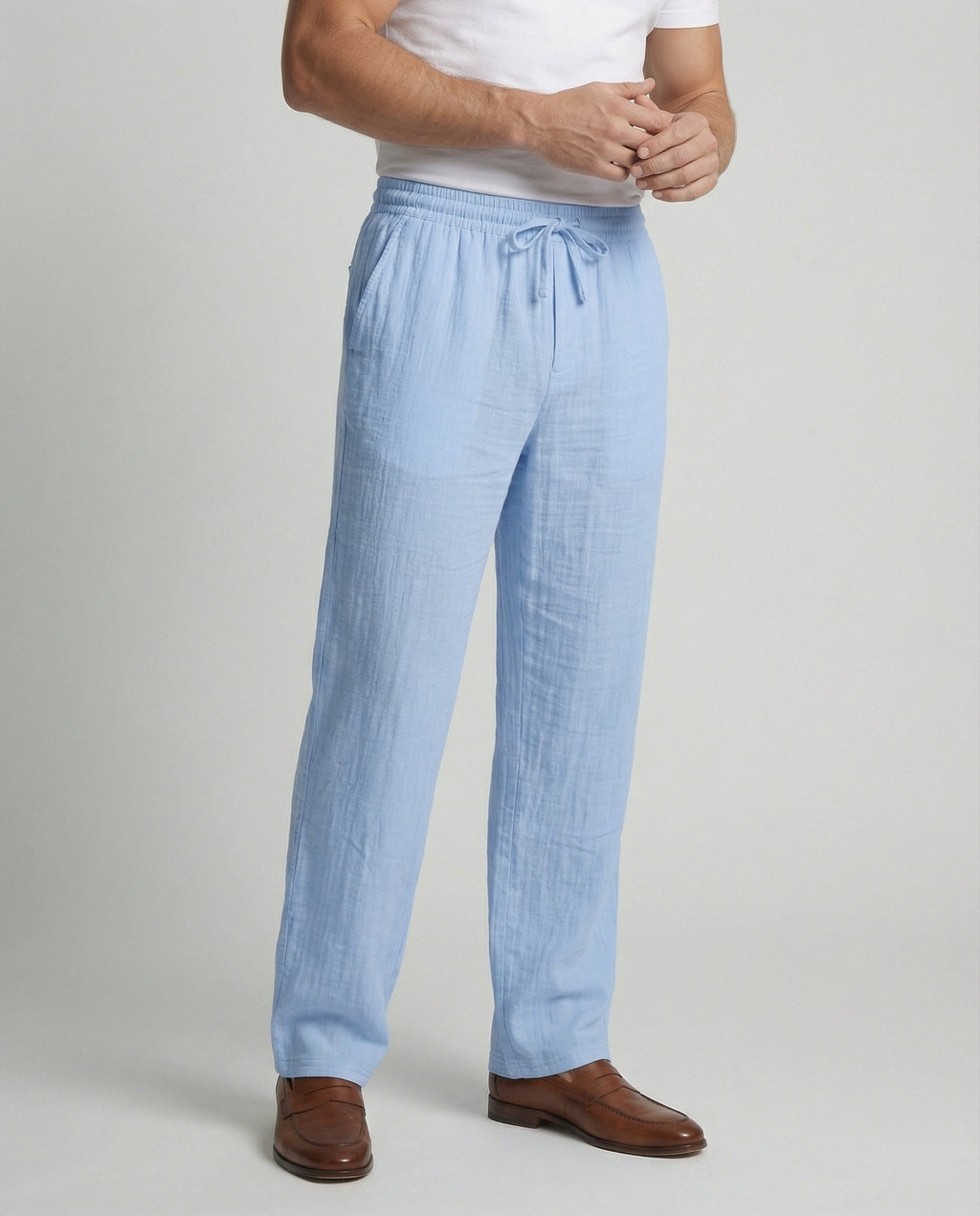Men's Relaxed Fit Straight Leg Drawstring Trousers