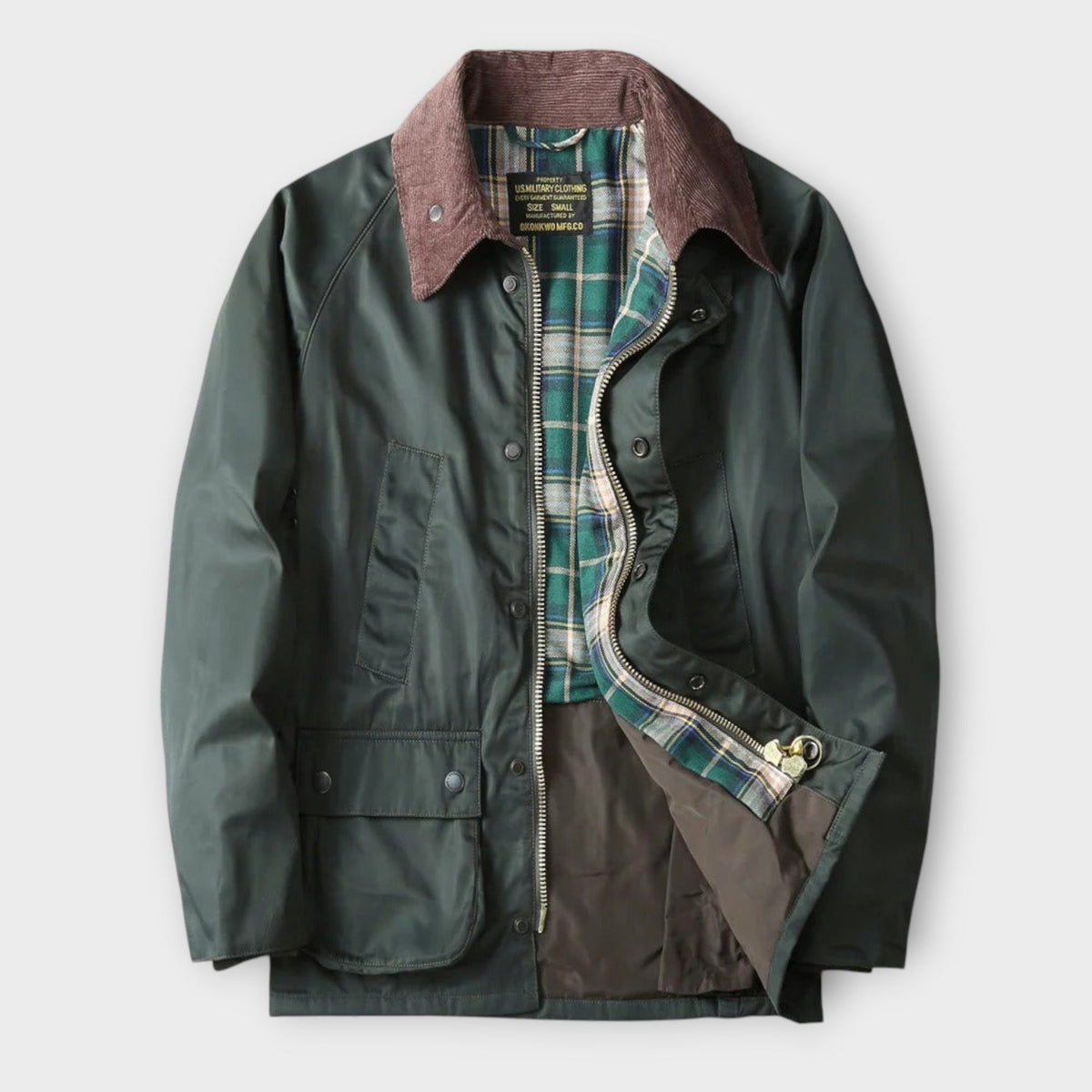 Men's Utility Jacket with Plaid Lining