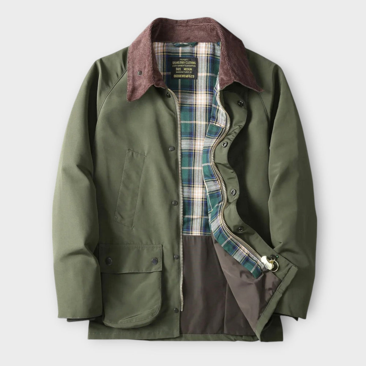 Men's Utility Jacket with Plaid Lining