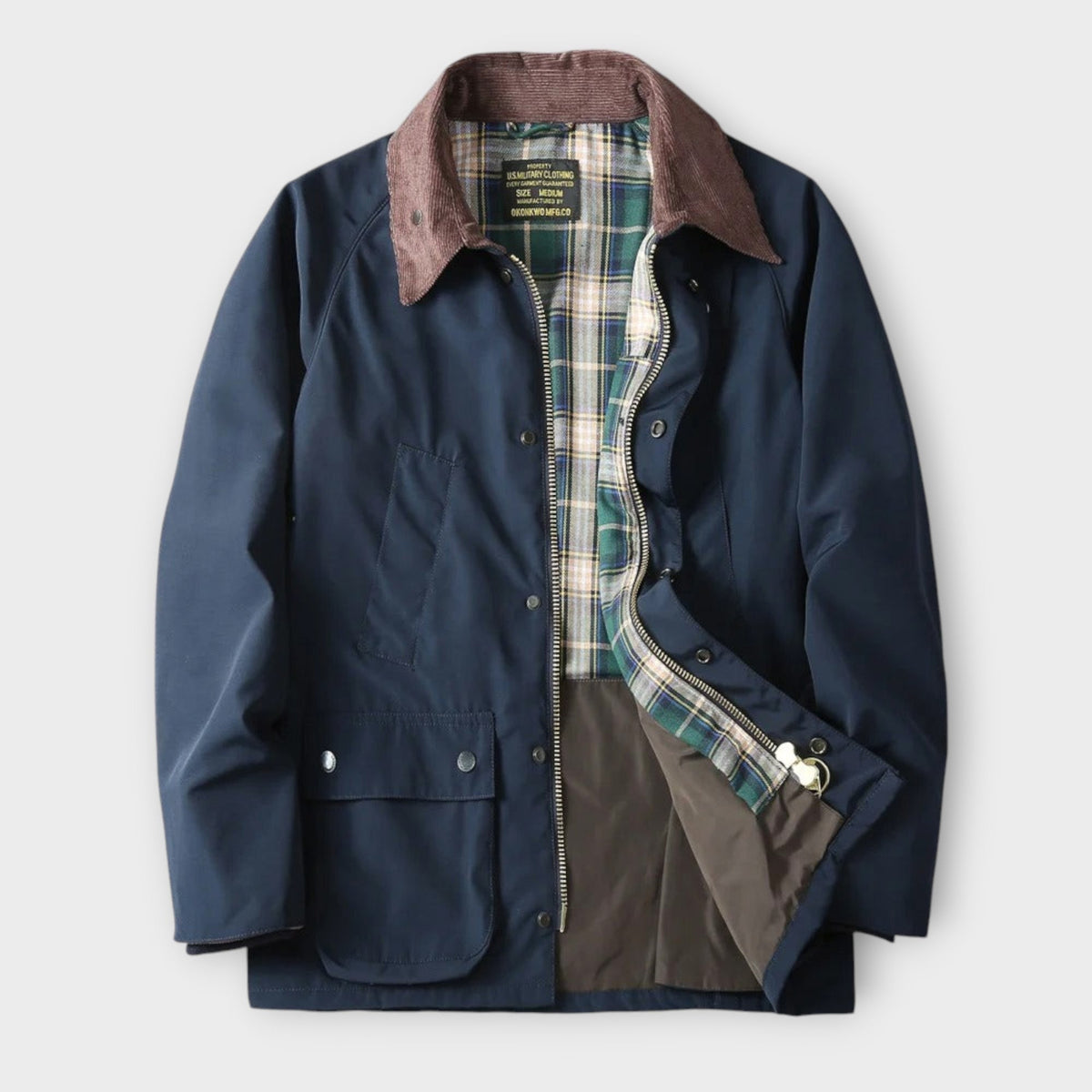 Men's Utility Jacket with Plaid Lining