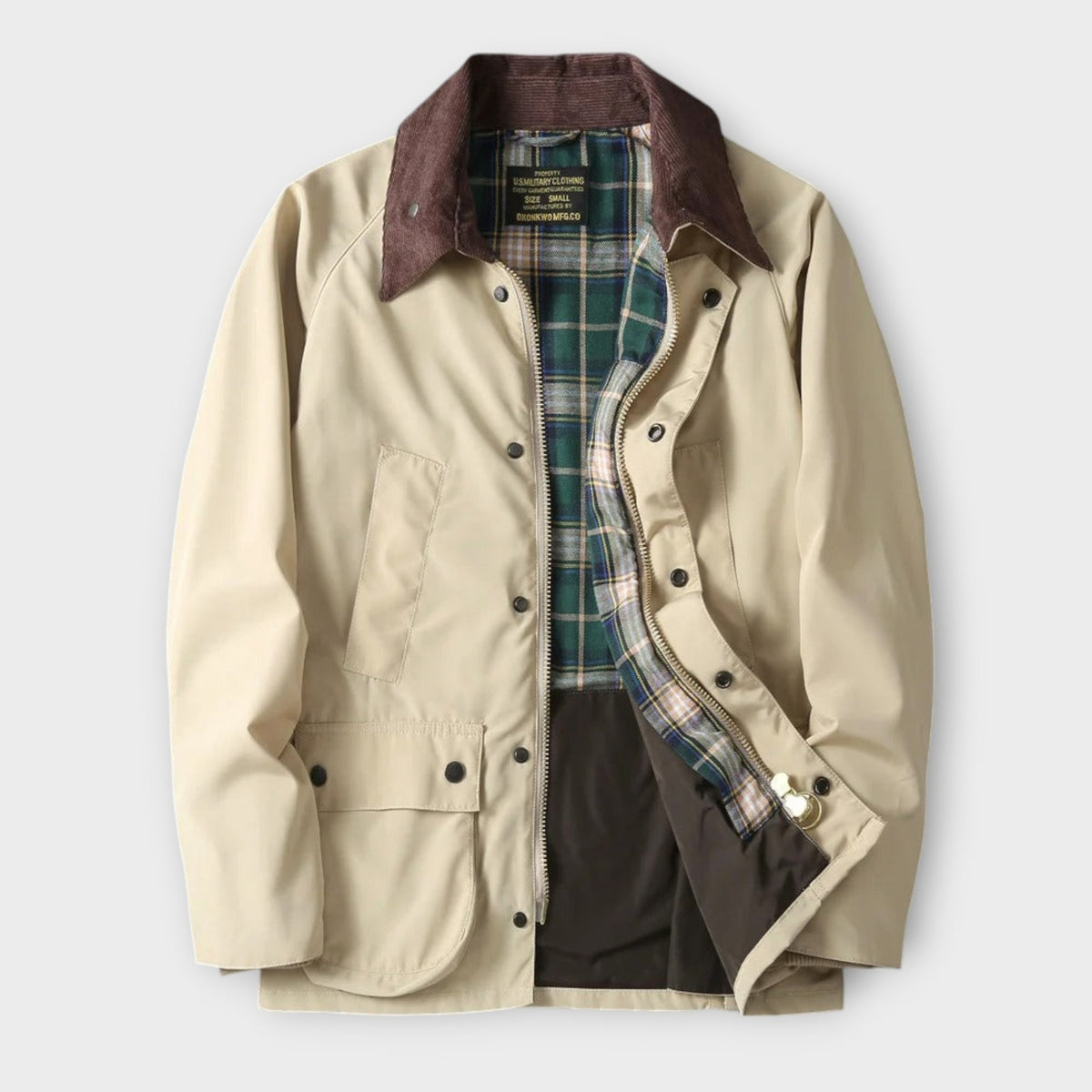 Men's Utility Jacket with Plaid Lining