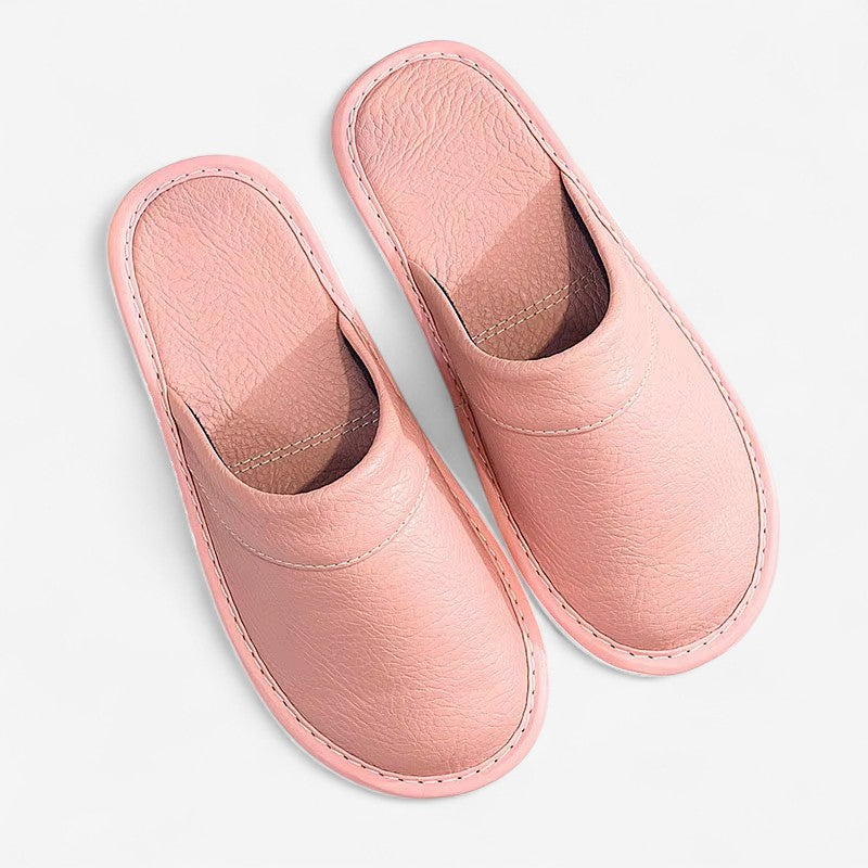 Men's Leather-Look Slip-On Slippers