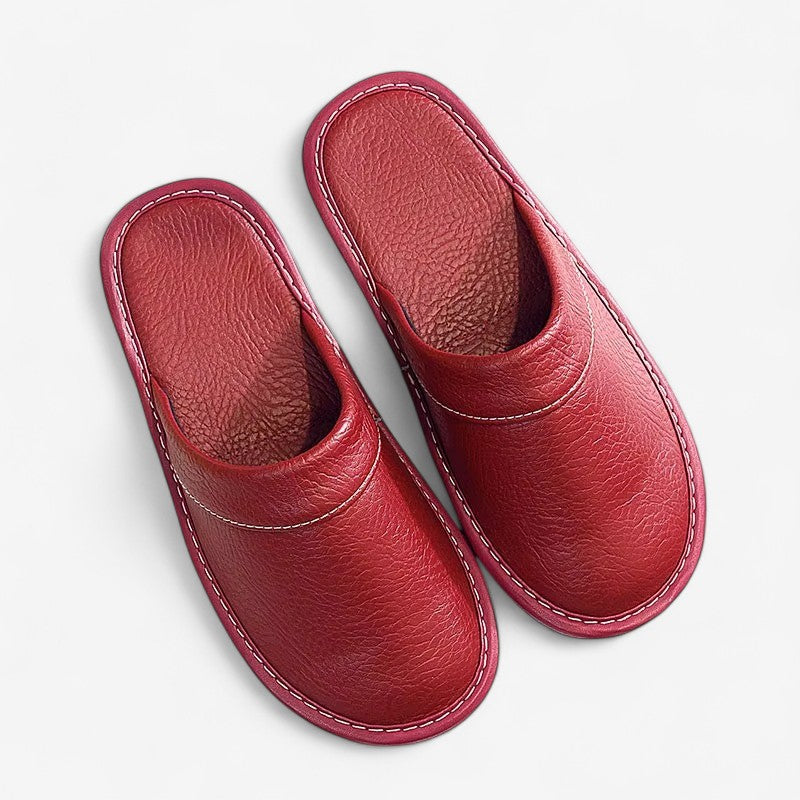 Men's Leather-Look Slip-On Slippers