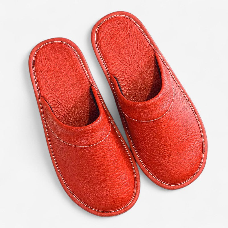 Men's Leather-Look Slip-On Slippers