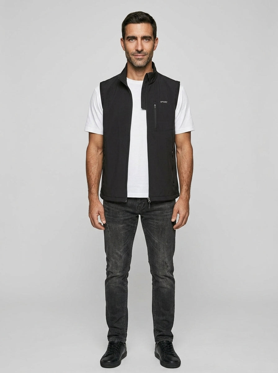 Full Zip Lightweight Vest — On Model - Neutral | Generated by Modelize