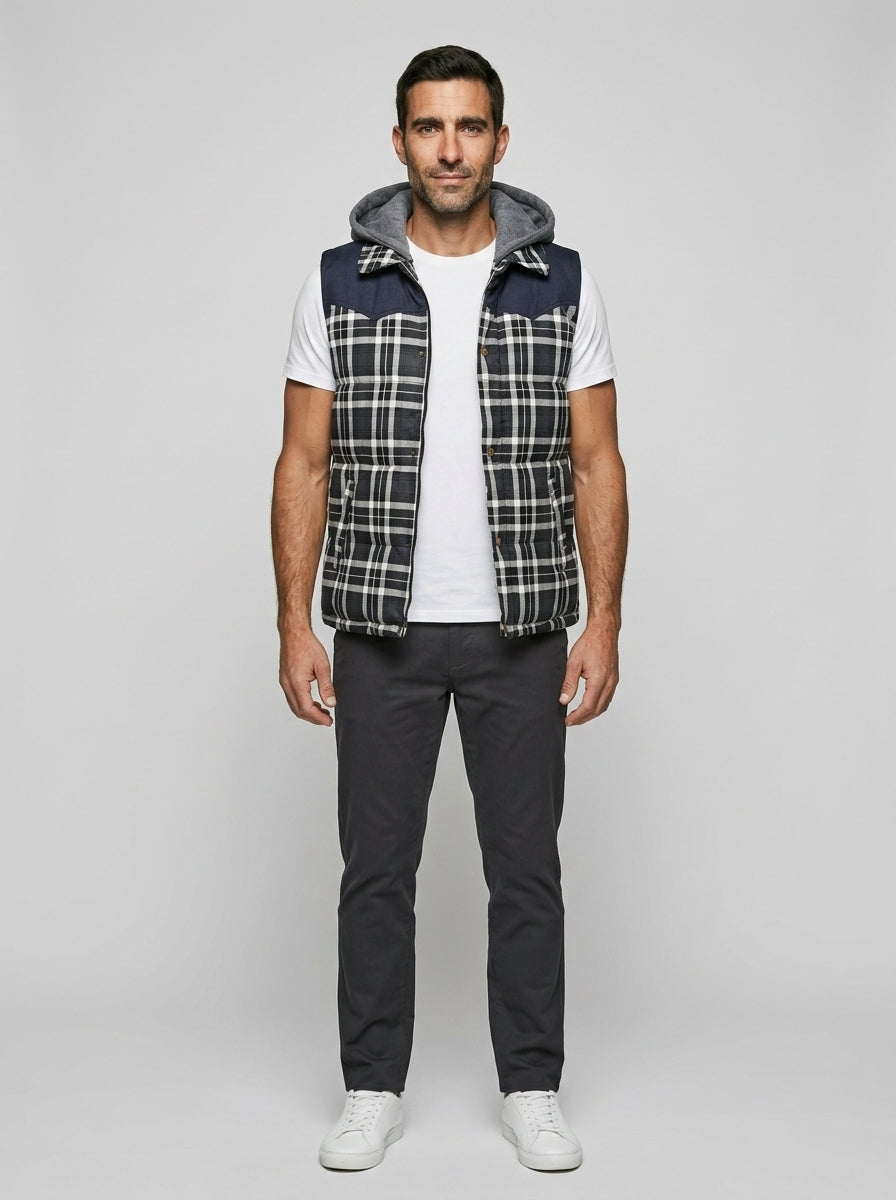 Hooded Puffer Vest — On Model - Neutral | Generated by Modelize