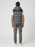 Men's Hooded Puffer Vest — On Model - Back View | Generated by Modelize
