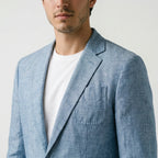 Men's Linen Blazer Jacket — On Model - Close-up Detail | Generated by Modelize